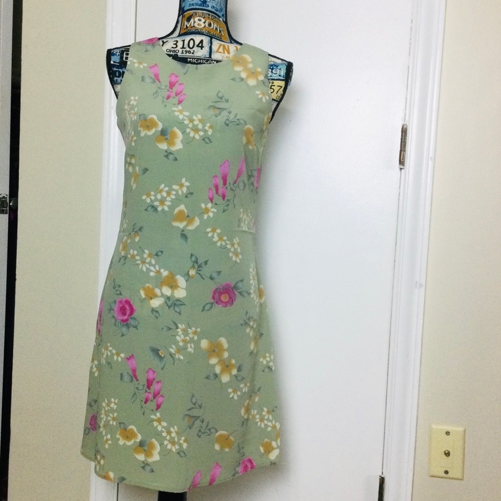 Like New Temper Floral Sleeveless Casual Ivory Pink mini Dress